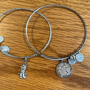 Silver Olaf, Disney year and Mickey ear bangle bracelets.